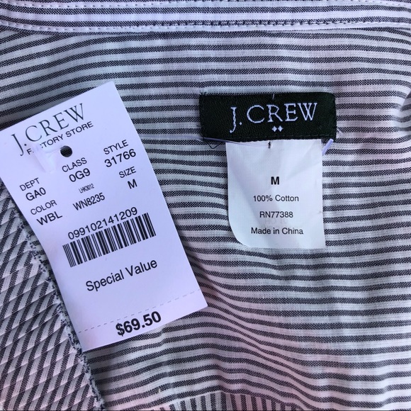 NWT! J Crew frayed ribbon pinstripe buttondown! - Picture 7 of 7